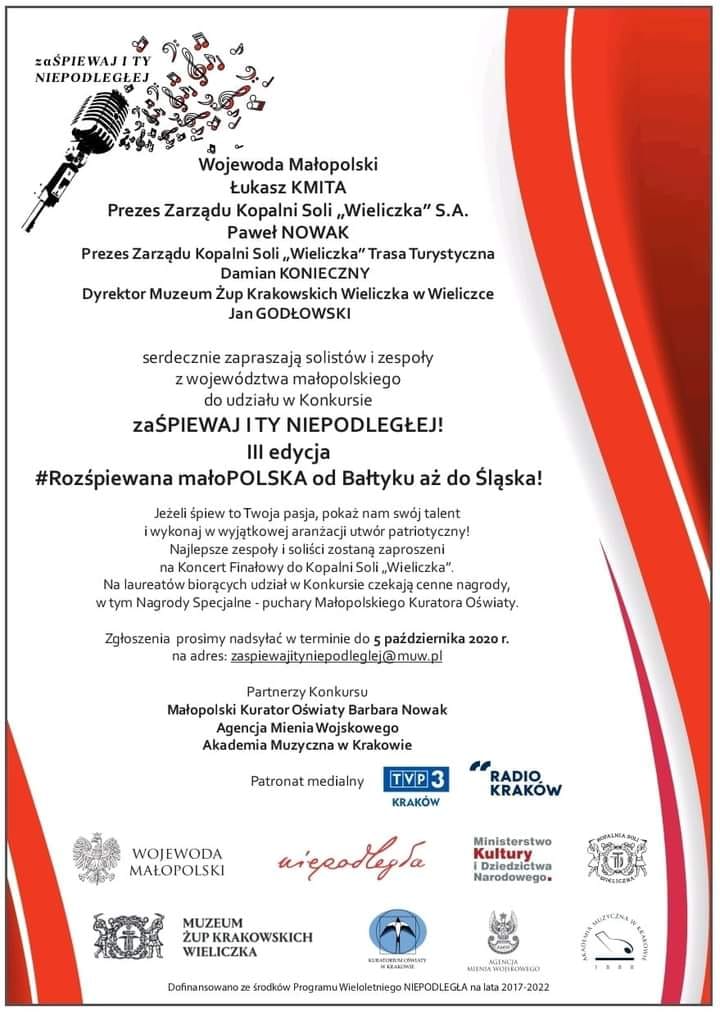 Konkurs zaŚPIEWAJ I TY NIEPODLEGŁEJ! III edycja