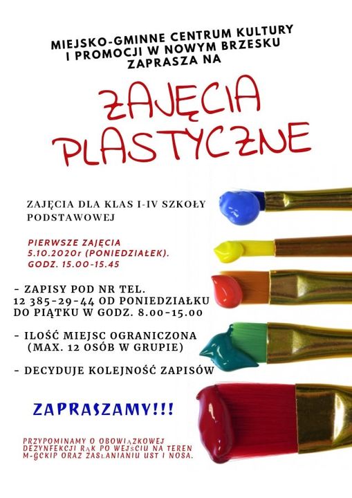 Zajęcia plastyczne w Miejsko-Gminnym Centrum Kultury i Promocji w Nowym Brzesku