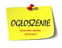 Stypendia szkolne na rok szkolny 2018/2019