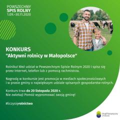 Konkurs „Aktywni rolnicy w Małopolsce” - Powszechny Spis Rolny 2020
